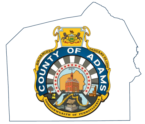 Image of Adams County Profile logo with apples in the background