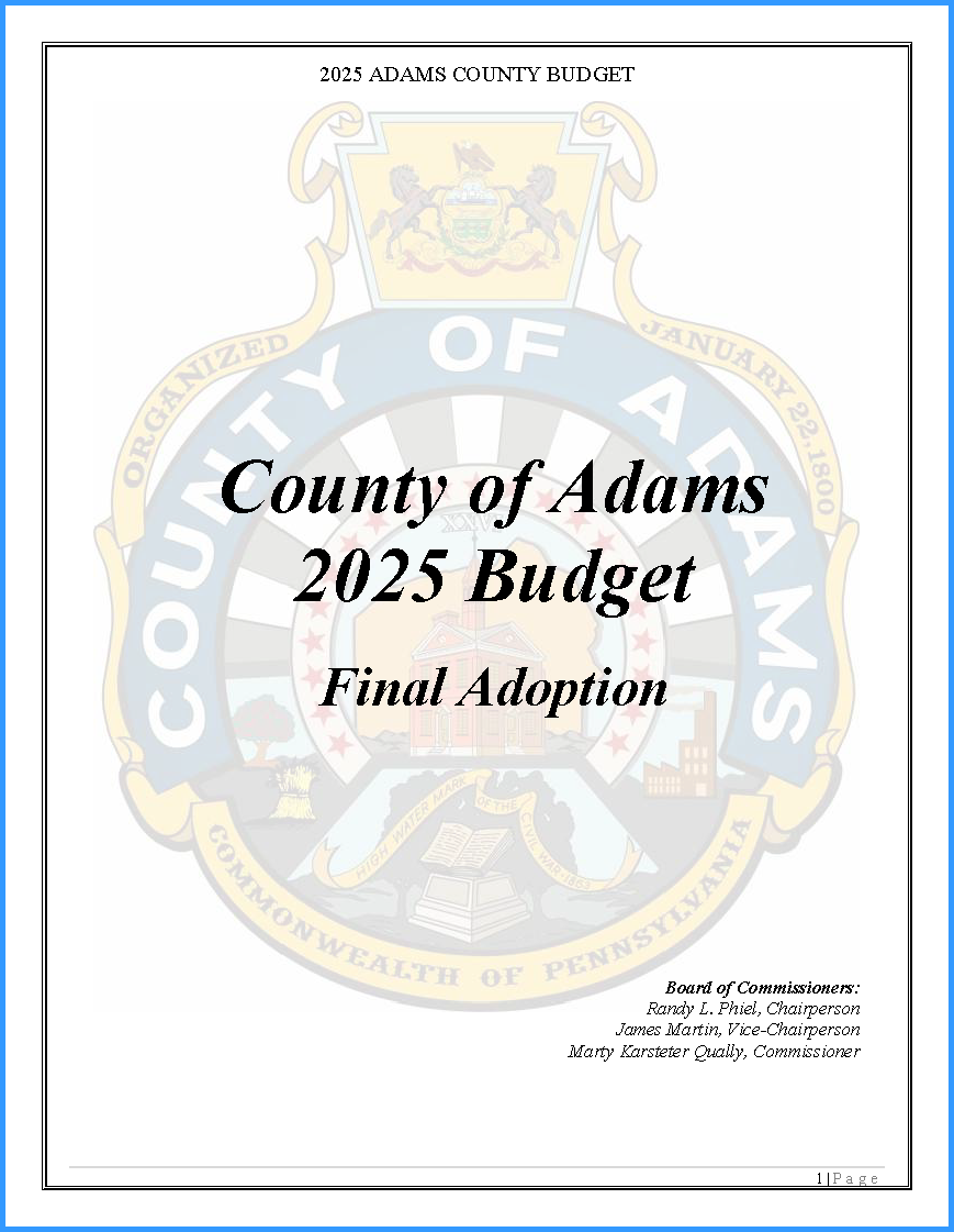 2025 County of Adams Final Adopted Budget Front Page Image