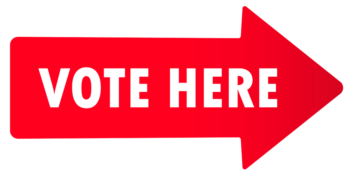 Image of a red arrow with the words Vote Here