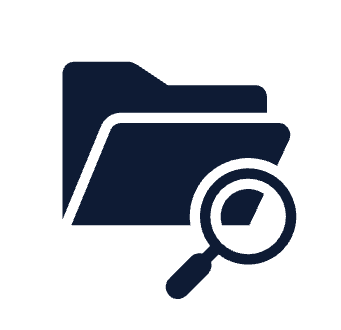 Icon of a folder with a magnifying glass