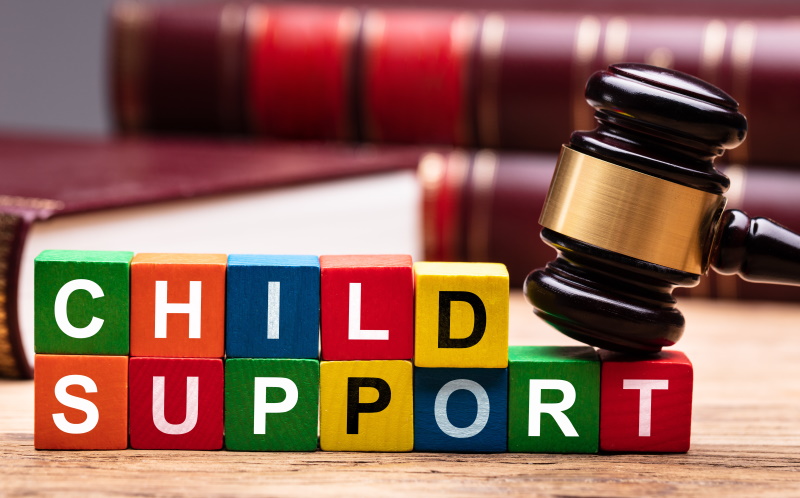 Child Support Filings Image of the words Child Support with a court gavel