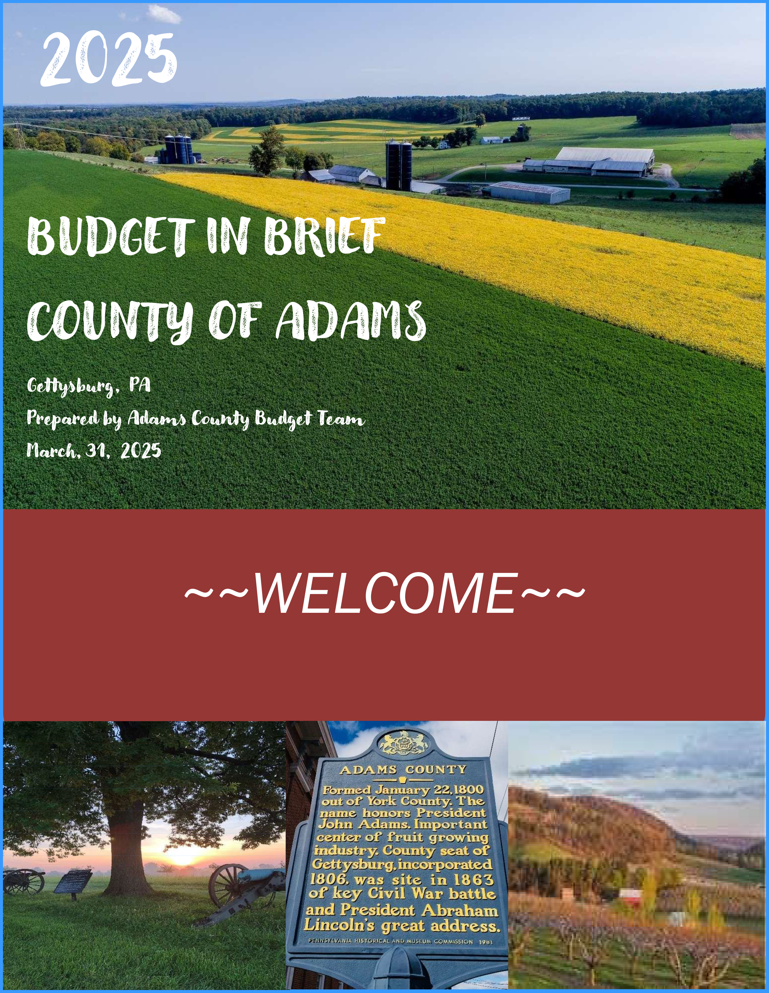2025 Budget in Brief County of Adams Coverpage