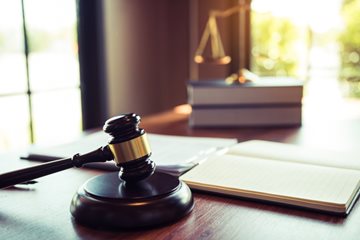 Fines, Cost and Restitution Image of scales of justice and gavel